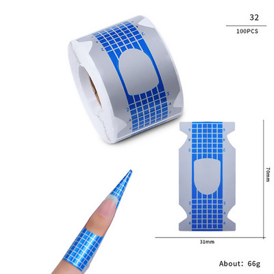 100db/Lot Nails zselé hosszabbító matrica gél akril hegyekhez French Fingernail Builder Forma kiterjesztett eszközök Manikűr papír tartó