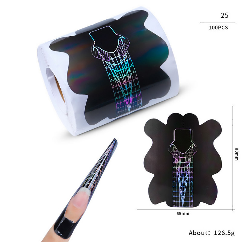 100db/Lot Nails zselé hosszabbító matrica gél akril hegyekhez French Fingernail Builder Forma kiterjesztett eszközök Manikűr papír tartó