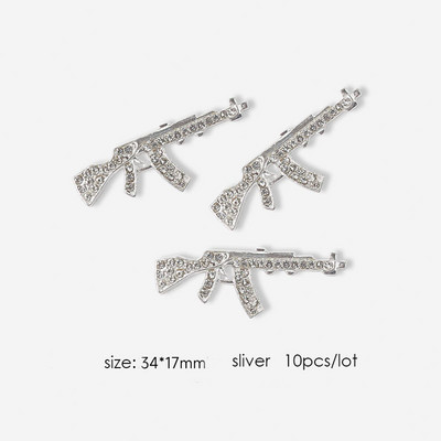 10 db gyémánt pisztoly körömdíszítés strassz 3D fémötvözet punk design körmök ékszerek varázslatok szalon tippek manikűr dekoráció