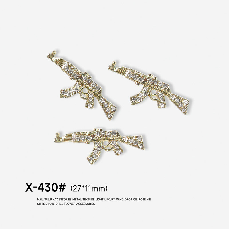 10 db gyémánt pisztoly körömdíszítés strassz 3D fémötvözet punk design körmök ékszerek varázslatok szalon tippek manikűr dekoráció