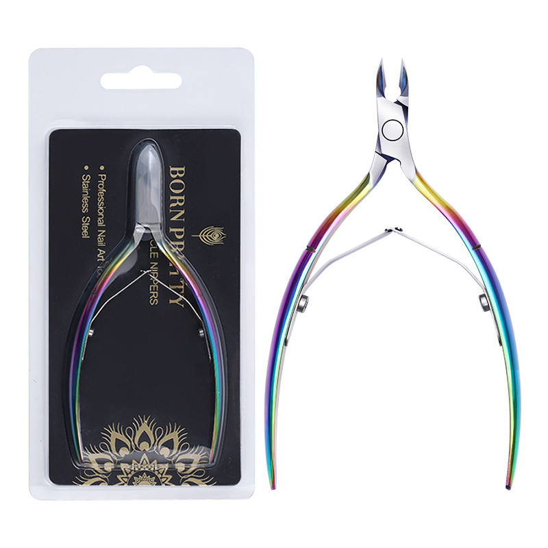 BORN PRETTY, colorat, ascuțit, tăietor pentru unghii, pentru îndepărtarea pielii moarte, pentru îndepărtarea pielii moarte, pentru tuns, din oțel inoxidabil, foarfecă, instrument pentru arta unghiilor