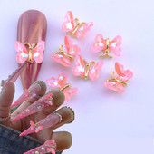 10db Crystal Butterfly Nail Art Dekoráció 3D Csillogó Üveg Strassz Körmök Bűbájok Ékszerek Barkács Manikűr Kiegészítők