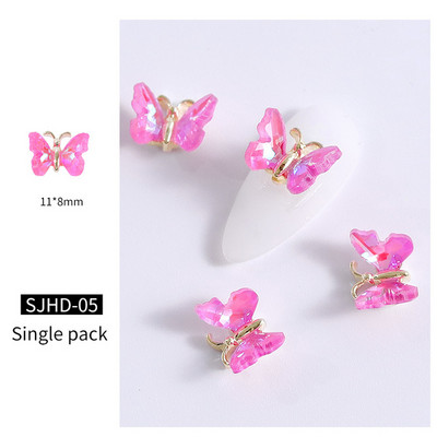 10db Crystal Butterfly Nail Art Dekoráció 3D Csillogó Üveg Strassz Körmök Bűbájok Ékszerek Barkács Manikűr Kiegészítők