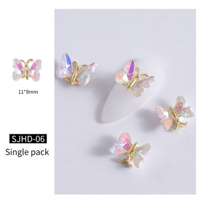 10db Crystal Butterfly Nail Art Dekoráció 3D Csillogó Üveg Strassz Körmök Bűbájok Ékszerek Barkács Manikűr Kiegészítők