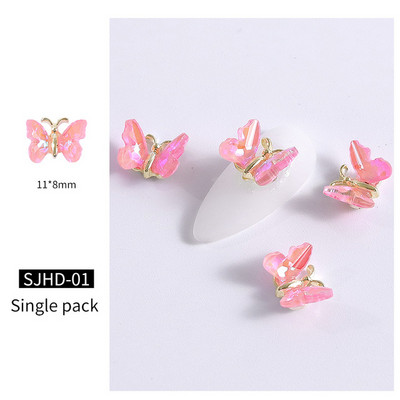 10db Crystal Butterfly Nail Art Dekoráció 3D Csillogó Üveg Strassz Körmök Bűbájok Ékszerek Barkács Manikűr Kiegészítők
