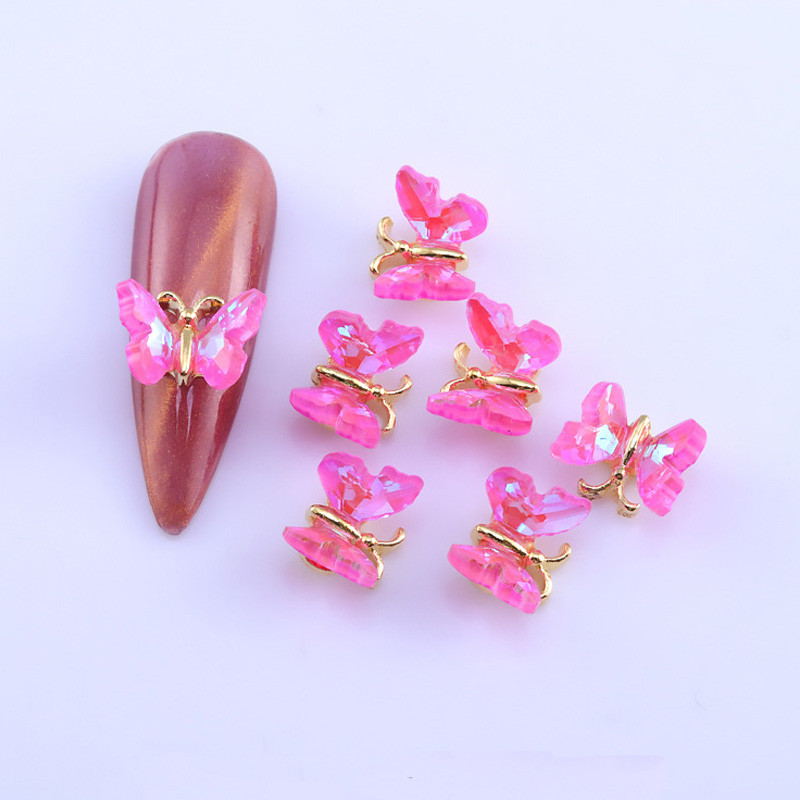 10db Crystal Butterfly Nail Art Dekoráció 3D Csillogó Üveg Strassz Körmök Bűbájok Ékszerek Barkács Manikűr Kiegészítők