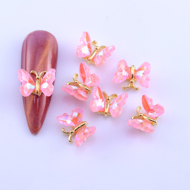 10db Crystal Butterfly Nail Art Dekoráció 3D Csillogó Üveg Strassz Körmök Bűbájok Ékszerek Barkács Manikűr Kiegészítők