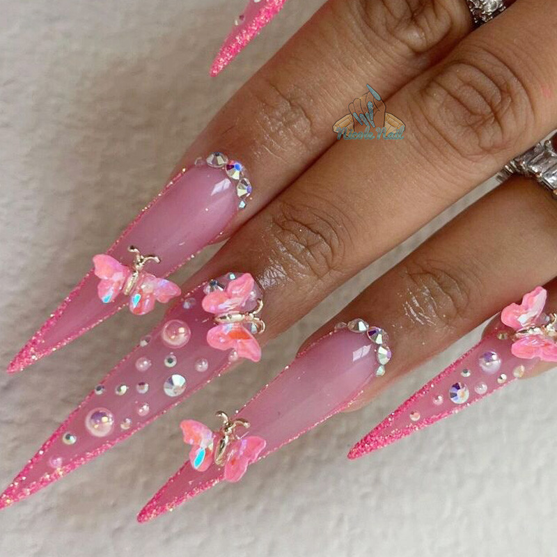 10db Crystal Butterfly Nail Art Dekoráció 3D Csillogó Üveg Strassz Körmök Bűbájok Ékszerek Barkács Manikűr Kiegészítők