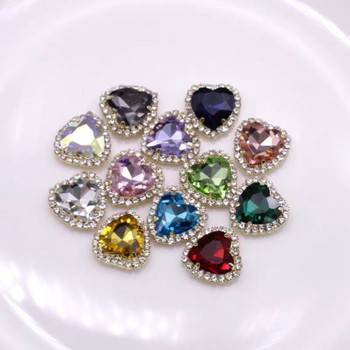 12 τμχ/παρτίδα Diamond Nail Charms 3D Glitter Heart Crystal Gems Nail Rhinestones Αξεσουάρ μανικιούρ