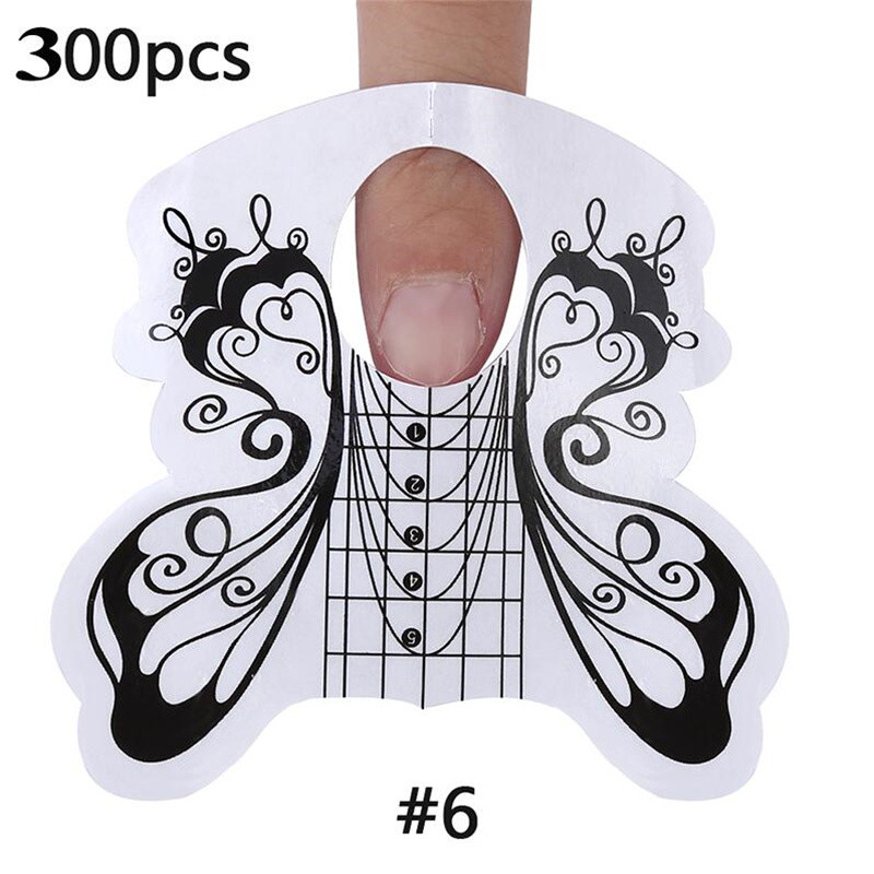 500 vnt. nagų formos nagų dailė prancūziško akrilo UV gelio antgaliai prailginimo lipduko formos vadovas trafaretas manikiūro įrankiai pagalbinis palaikymo įrankis