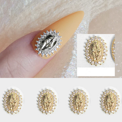 Fecioare Maria strălucitoare Nail Art Charms Cristale de zircon cu sclipici Aliaj de metal Unghii Bijuterii Accesorii pentru manichiură Decorare