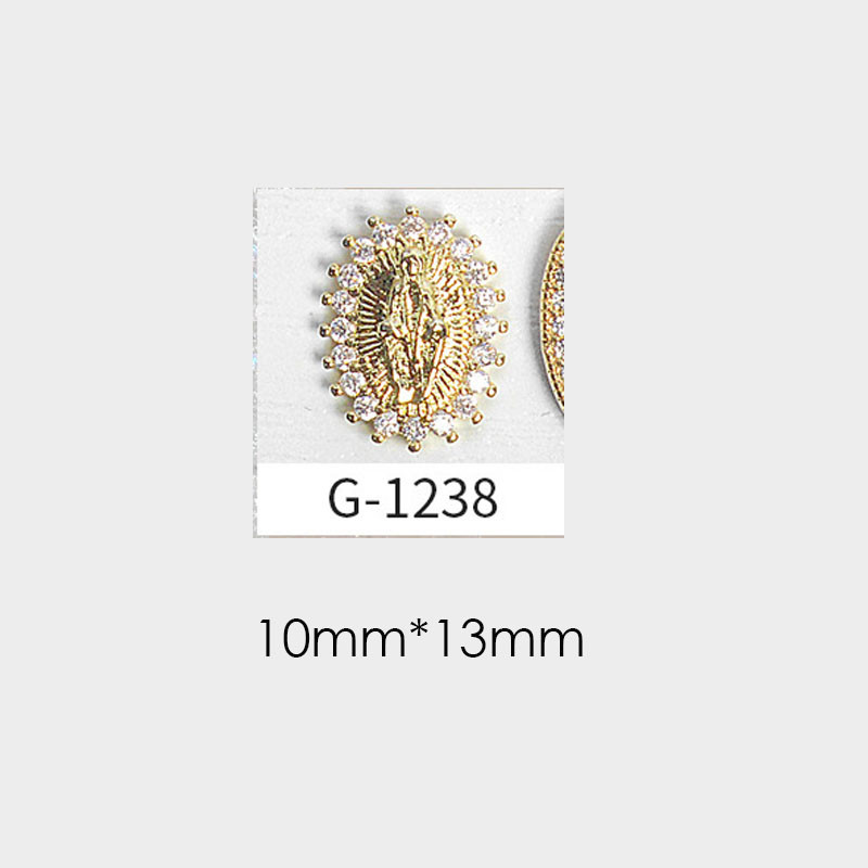 Sjajne Djevice Marije Nail Art Charms Svjetlucavi cirkonski kristali Metalne legure Nokti Nakit Dodaci za manikuru Dekoracija