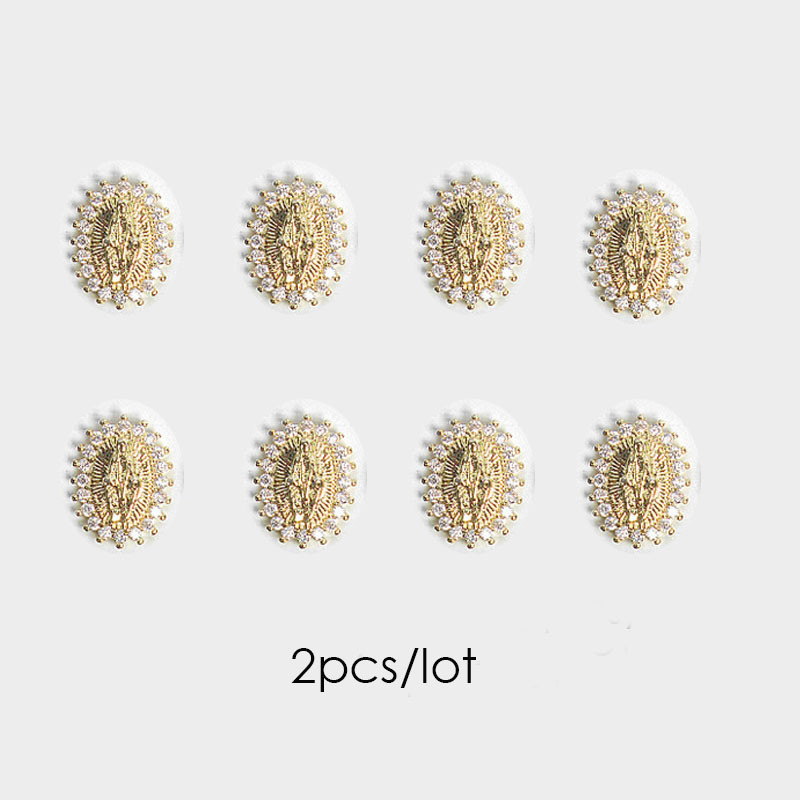 Sjajne Djevice Marije Nail Art Charms Svjetlucavi cirkonski kristali Metalne legure Nokti Nakit Dodaci za manikuru Dekoracija