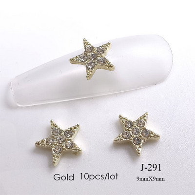 10 τμχ 3D Heart Crystal Nail Art Rhinestone Charms Luxury Alloy Gold Sliver Glitter Nails Κοσμήματα Αξεσουάρ μανικιούρ