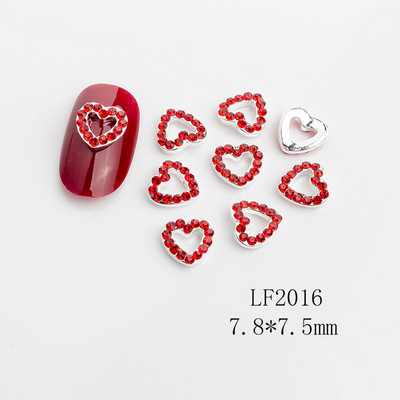10 τμχ 3D Heart Crystal Nail Art Rhinestone Charms Luxury Alloy Gold Sliver Glitter Nails Κοσμήματα Αξεσουάρ μανικιούρ