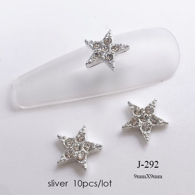 10 τμχ 3D Heart Crystal Nail Art Rhinestone Charms Luxury Alloy Gold Sliver Glitter Nails Κοσμήματα Αξεσουάρ μανικιούρ