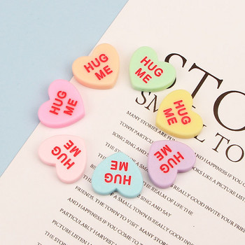 14 τμχ Sweet Heart Nail Art Charms Μικτό χρώμα Ρητίνη γράμμα Peach Heart Jewelry DIY Flatback Διακοσμήσεις μανικιούρ