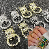 10PC Lion Head Nail Art Charms 3D Metalni Lion Nocker Nail Retro Legure Nakit Dekoracije Manikura