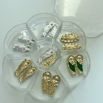 1box San Judas 3D Metal Nail Art Alloy Charms Πολυτελή επιχρυσωμένα στρας Κρυστάλλινα DIY Διακόσμηση για νύχια