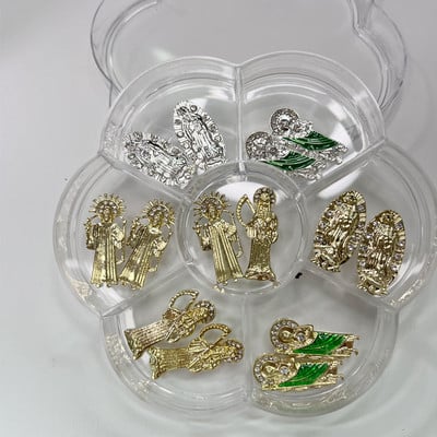 1doboz San Judas 3D fém körömötvözet varázslatok Luxus aranyozott strasszok kristály barkács körömdíszítés