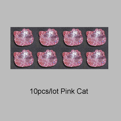 10db Kawaii Cat Nail Art Charms 3D Rózsaszín Csillogó Ékszer Köröm Strasszos Luxus barkácsolás Manikűr Kiegészítő Dekoráció