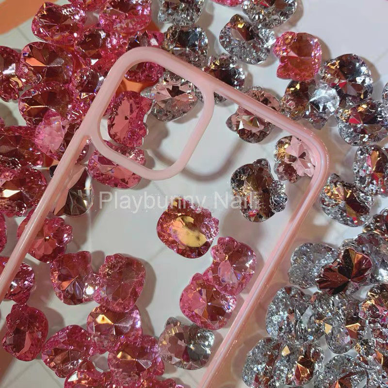 10db Kawaii Cat Nail Art Charms 3D Rózsaszín Csillogó Ékszer Köröm Strasszos Luxus barkácsolás Manikűr Kiegészítő Dekoráció