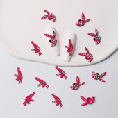 10 vnt. Hot Pink Bunny Nail Charms 3D Glitter Gun formos Nagai Kalnų krištolas papuošalai „Pasidaryk pats“ Nagų dailės patarimai Dekoravimo aksesuaras
