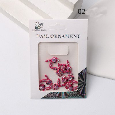 10 vnt. Hot Pink Bunny Nail Charms 3D Glitter Gun formos Nagai Kalnų krištolas papuošalai „Pasidaryk pats“ Nagų dailės patarimai Dekoravimo aksesuaras