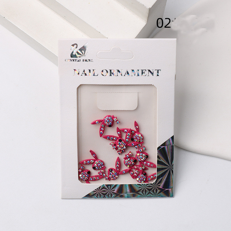 10 vnt. Hot Pink Bunny Nail Charms 3D Glitter Gun formos Nagai Kalnų krištolas papuošalai „Pasidaryk pats“ Nagų dailės patarimai Dekoravimo aksesuaras