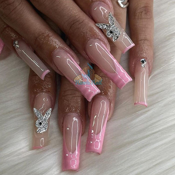 10 τμχ 3D Bunny Heads Nail Art Διακοσμήσεις Γούρια Πολυτελές κράμα Gold Bunny Glitter Nails Κοσμήματα στρας Κρυστάλλινα DIY μανικιούρ