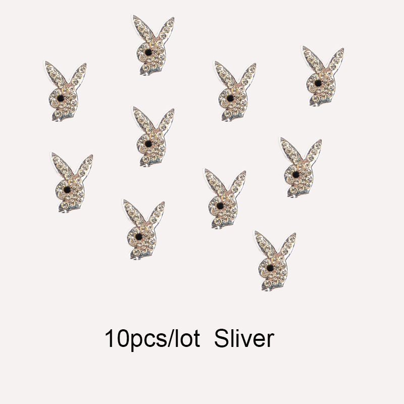 10 komada 3D zečjih glava ukrasi za nokte privjesci luksuzna legura zlata zečić svjetlucavi nokti nakit kamenčići kristali DIY manikura