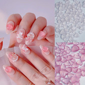 100 komada privjesaka za nokte, promjena boje osjetljivih na UV svjetlo, prozirnih 3D dragulja u obliku srca ljubavi Kawaii ukrasi za nokte sa kamenčićima