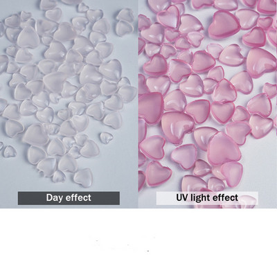 100 komada privjesaka za nokte, promjena boje osjetljivih na UV svjetlo, prozirnih 3D dragulja u obliku srca ljubavi Kawaii ukrasi za nokte sa kamenčićima