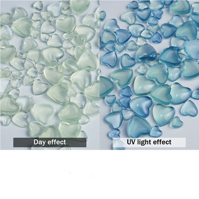 100 komada privjesaka za nokte, promjena boje osjetljivih na UV svjetlo, prozirnih 3D dragulja u obliku srca ljubavi Kawaii ukrasi za nokte sa kamenčićima