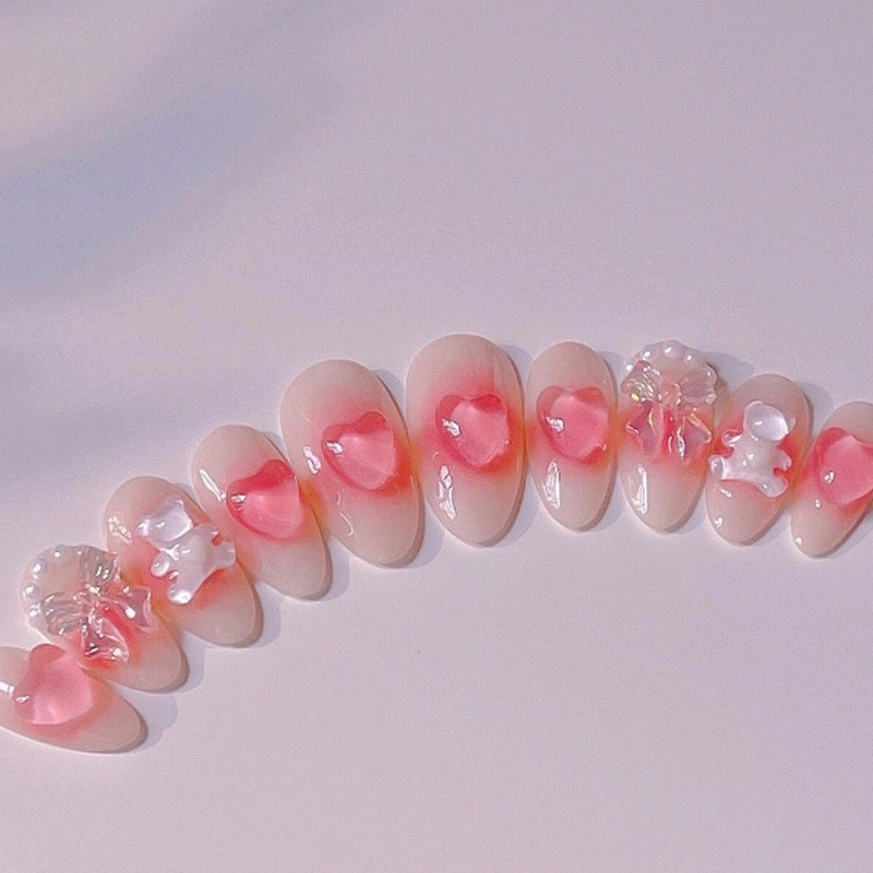 100 komada privjesaka za nokte, promjena boje osjetljivih na UV svjetlo, prozirnih 3D dragulja u obliku srca ljubavi Kawaii ukrasi za nokte sa kamenčićima