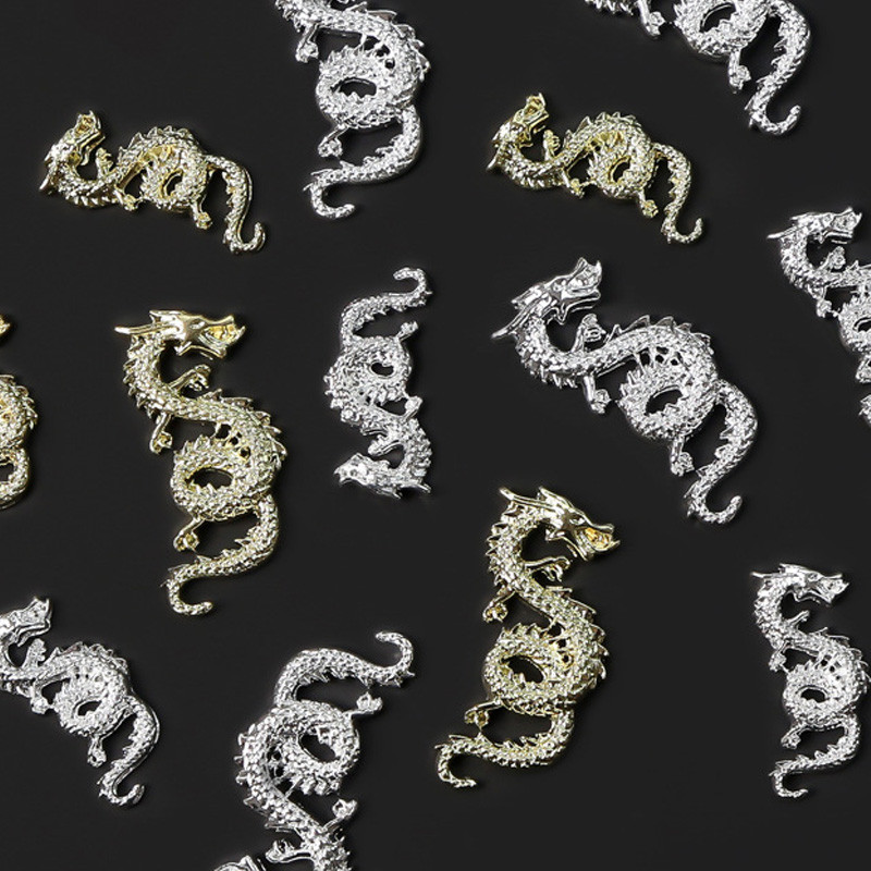 10 komada zmajevih privjesaka za nokte Retro legura Zlato Srebro Nokti Nakit DIY Ukrasni pribor za nokte Metalni dodaci
