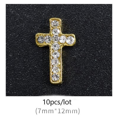 10 komada svjetlucavih legiranih križnih privjesaka za nokte 3D luksuznih bisernih noktiju sa vještačkim dijamantima Punk stilski dijamantni ukras za nokte