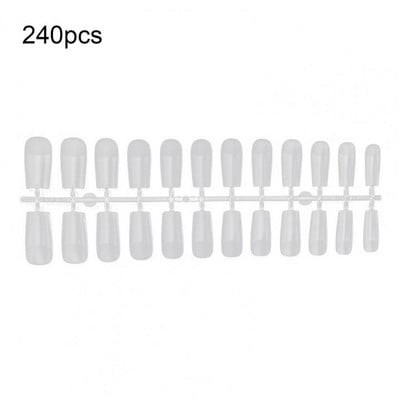 240бр. Дълъг ковчег Фалшиви нокти Балерина Съвети за нокти Пълно покритие Акрилни прозрачни нокти Фалшиви нокти за гел нокти