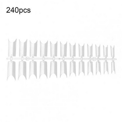 240бр. Дълъг ковчег Фалшиви нокти Балерина Съвети за нокти Пълно покритие Акрилни прозрачни нокти Фалшиви нокти за гел нокти