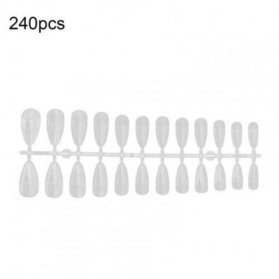 240бр. Дълъг ковчег Фалшиви нокти Балерина Съвети за нокти Пълно покритие Акрилни прозрачни нокти Фалшиви нокти за гел нокти