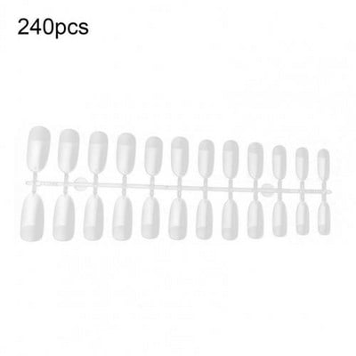 240бр. Дълъг ковчег Фалшиви нокти Балерина Съвети за нокти Пълно покритие Акрилни прозрачни нокти Фалшиви нокти за гел нокти