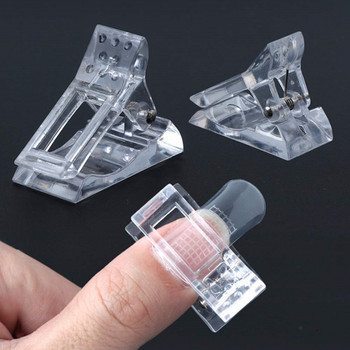 10PC Прозрачни щипки за нокти Гел лак Фиксирано удължаване Съвети за изграждане на нокти Пластмасови скоби Инструменти за маникюр Щипка за нокти