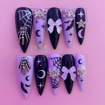 10 τμχ Halloween Spider Metal Nail Art Decorations 3D Luxury Shiny Gem Jewelry DIY Αξεσουάρ μανικιούρ με μαργαριτάρια γοητεία νυχιών