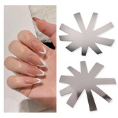 9 formos prancūziško stiliaus nagų nerūdijančio plieno plokštelės modelis poliravimas manikiūras "pasidaryk pats" įrankiai salono krištolo nagų šablonas