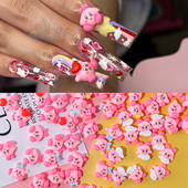 12db Rajzfilm Pink Nail Art Charms Kawaii 3D aranyos köröm strassz dekoráció manikűr kiegészítők