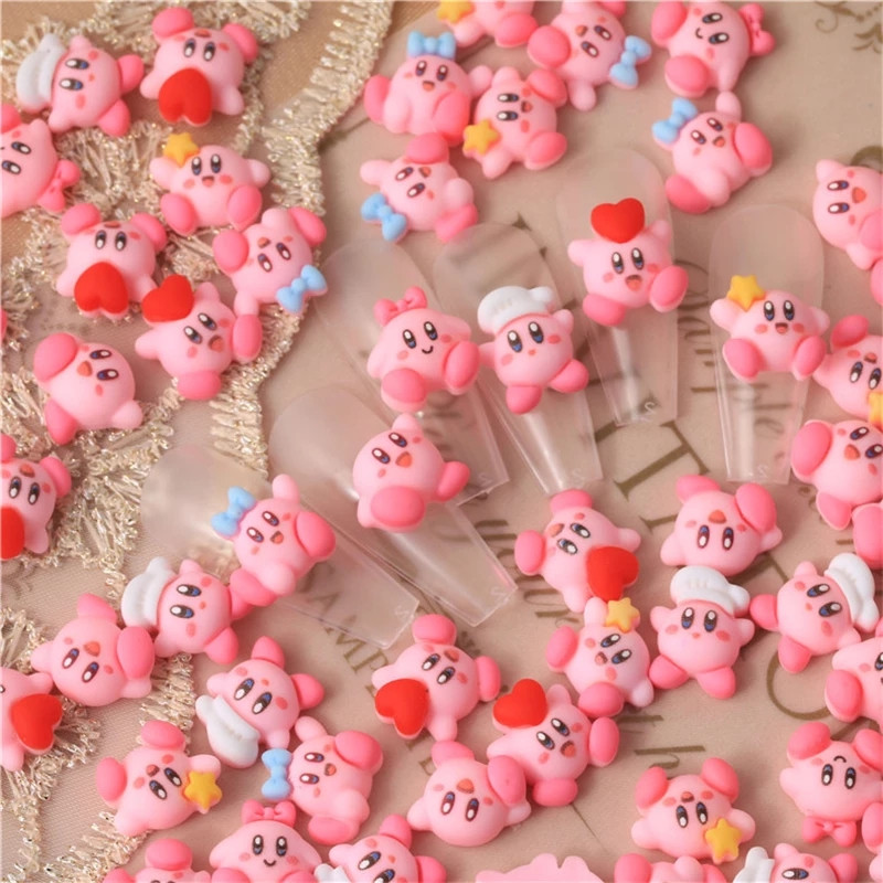 12db Rajzfilm Pink Nail Art Charms Kawaii 3D aranyos köröm strassz dekoráció manikűr kiegészítők