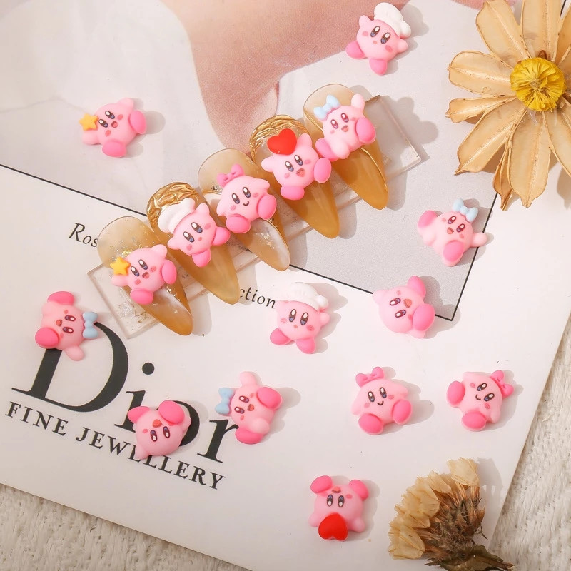 12db Rajzfilm Pink Nail Art Charms Kawaii 3D aranyos köröm strassz dekoráció manikűr kiegészítők