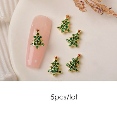 5kom luksuznih božićnih ukrasa za nokte Dijamantne pahulje Božićno drvce Dodaci za nokte DIY ukrasi za manikuru