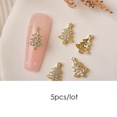 5kom luksuznih božićnih ukrasa za nokte Dijamantne pahulje Božićno drvce Dodaci za nokte DIY ukrasi za manikuru