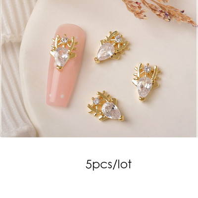 5kom luksuznih božićnih ukrasa za nokte Dijamantne pahulje Božićno drvce Dodaci za nokte DIY ukrasi za manikuru